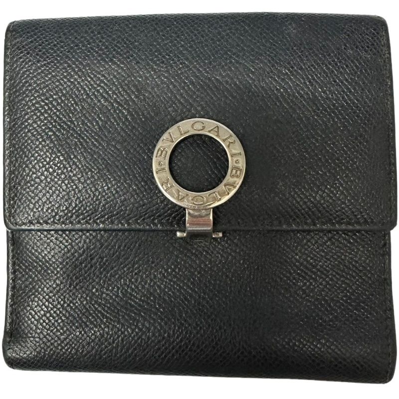 BVLGARI ブルガリ ブルガリブルガリ ブラック PVCレザー 二つ折り財布