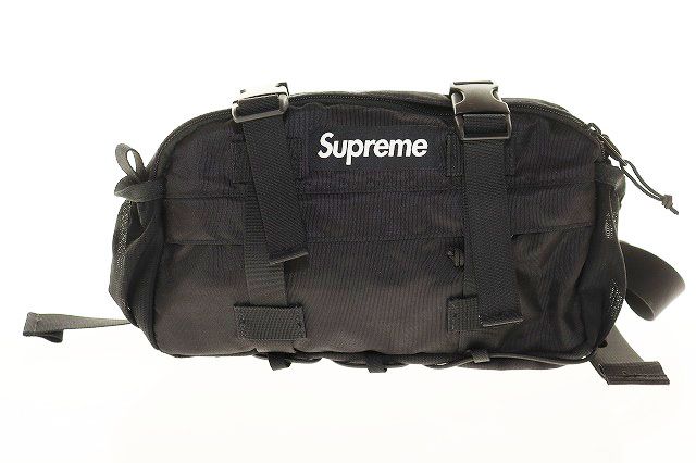 シュプリーム SUPREME 19AW WAIST BAG BLACK ウエスト ナイロン スモール ボックスロゴ バッグ ブラック 黒 【ブランド古着ベクトル】【中古】☆AA★▲260713