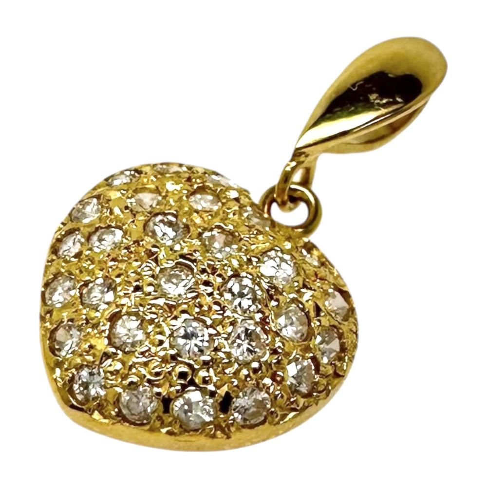 ハート ダイヤモンド 計0.20ct ペンダントトップ K18ゴールド 18金 1.1g レディース 【中古】【真子質店】【NN】