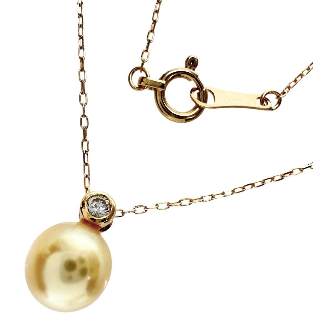 アコヤパール6.1mm ダイヤモンド 0.03ct ネックレス K18ゴールド 18金 1.1g 40cm レディース 【中古】【真子質店】【NN】