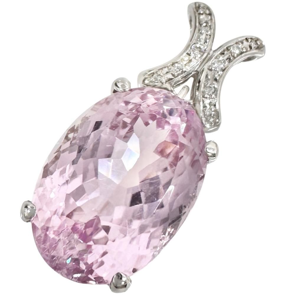 クンツァイト 16.49 ct ダイヤモンド 0.05ct ペンダントトップ K18WGホワイトゴールド 18金 8.1g レディース 【中古】【真子質店】【NN】