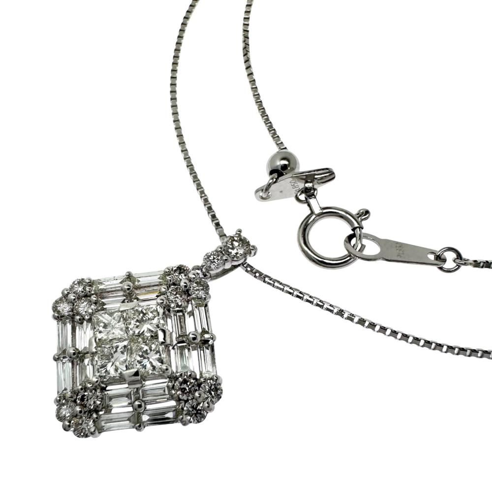 ダイヤモンド 計1.50ct ネックレス Pt900プラチナ/Pt850プラチナ 6.0g 50cm レディース 【中古】【真子質店】【NN】