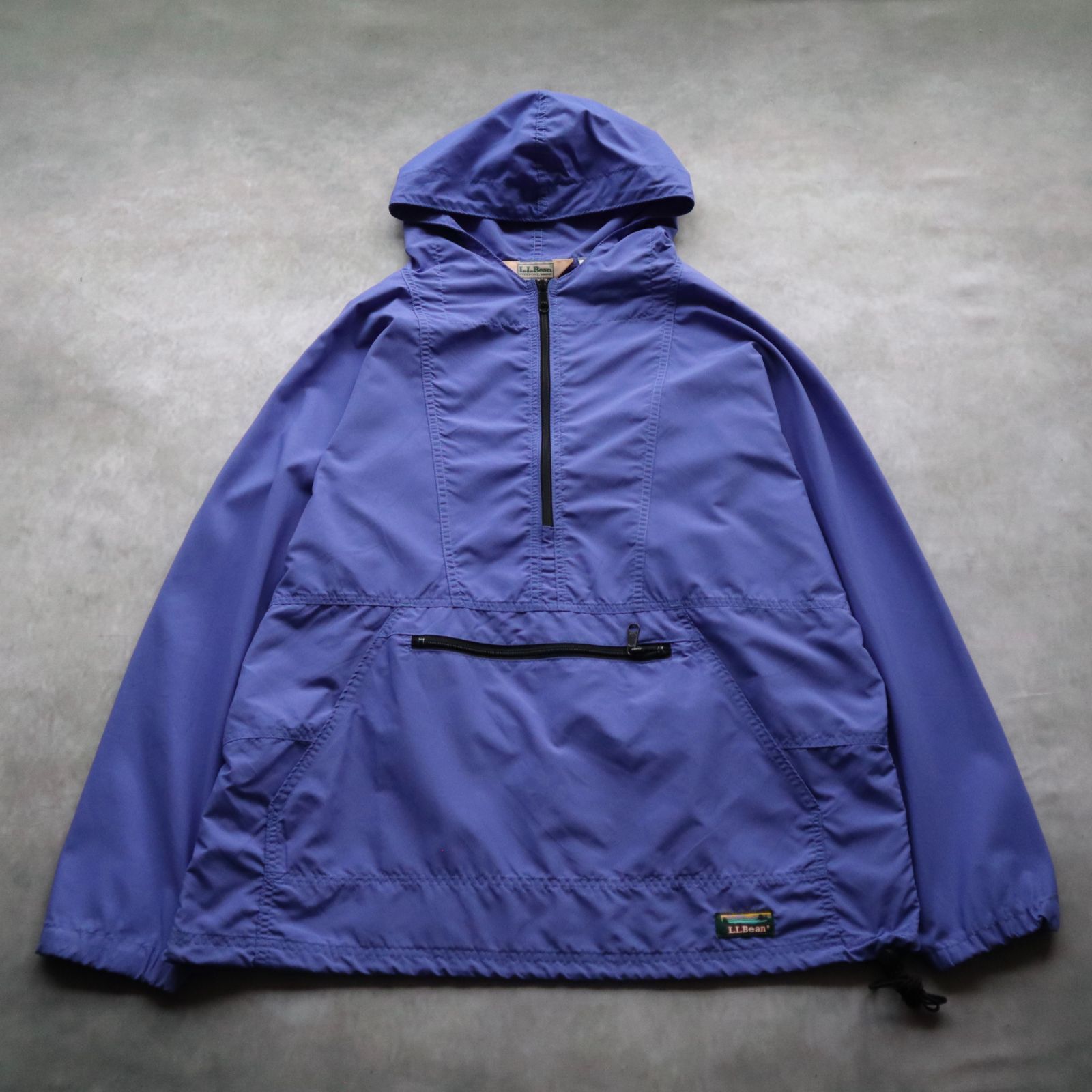 80's-90's USA製 L.L.Bean Mountain Classic Anorak Hoodie パープル単色 ジップ付カンガルーポケット ドローコード付き アウトドア シティー アメカジ マウンテンパーカー 古着 人気