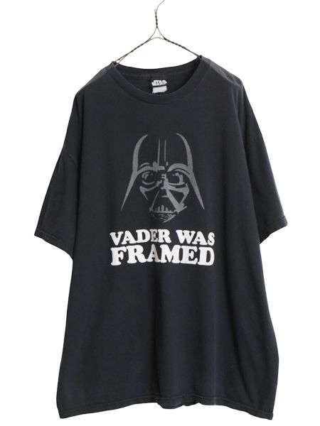 00s ★ スターウォーズ ダースベイダー イラスト プリント Tシャツ メンズ XXL 程 / オールド オフィシャル ムービー 映画 キャラクター 黒
