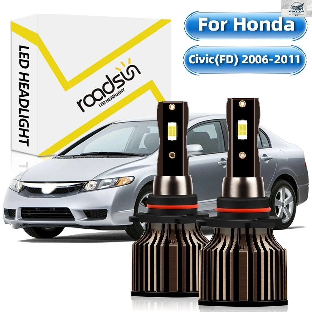ホンダ シビックFD 2006-2011 LED カー ヘッドライト バルブ ハイ/ロービーム 9006/HB4 6000K ホワイト 24000LM 400% スーパー