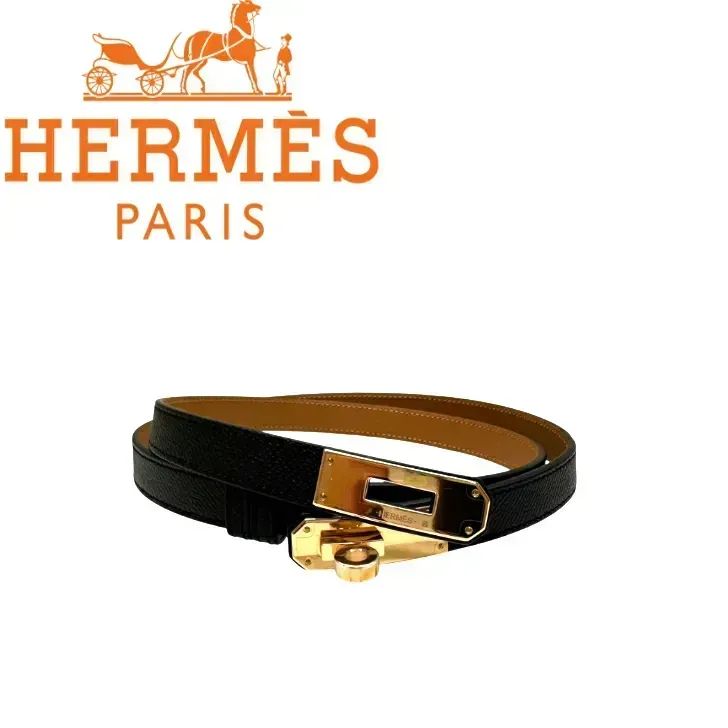 【未使用品】HERMES エルメス ケリーベルト ブラック ゴールド金具 W刻印