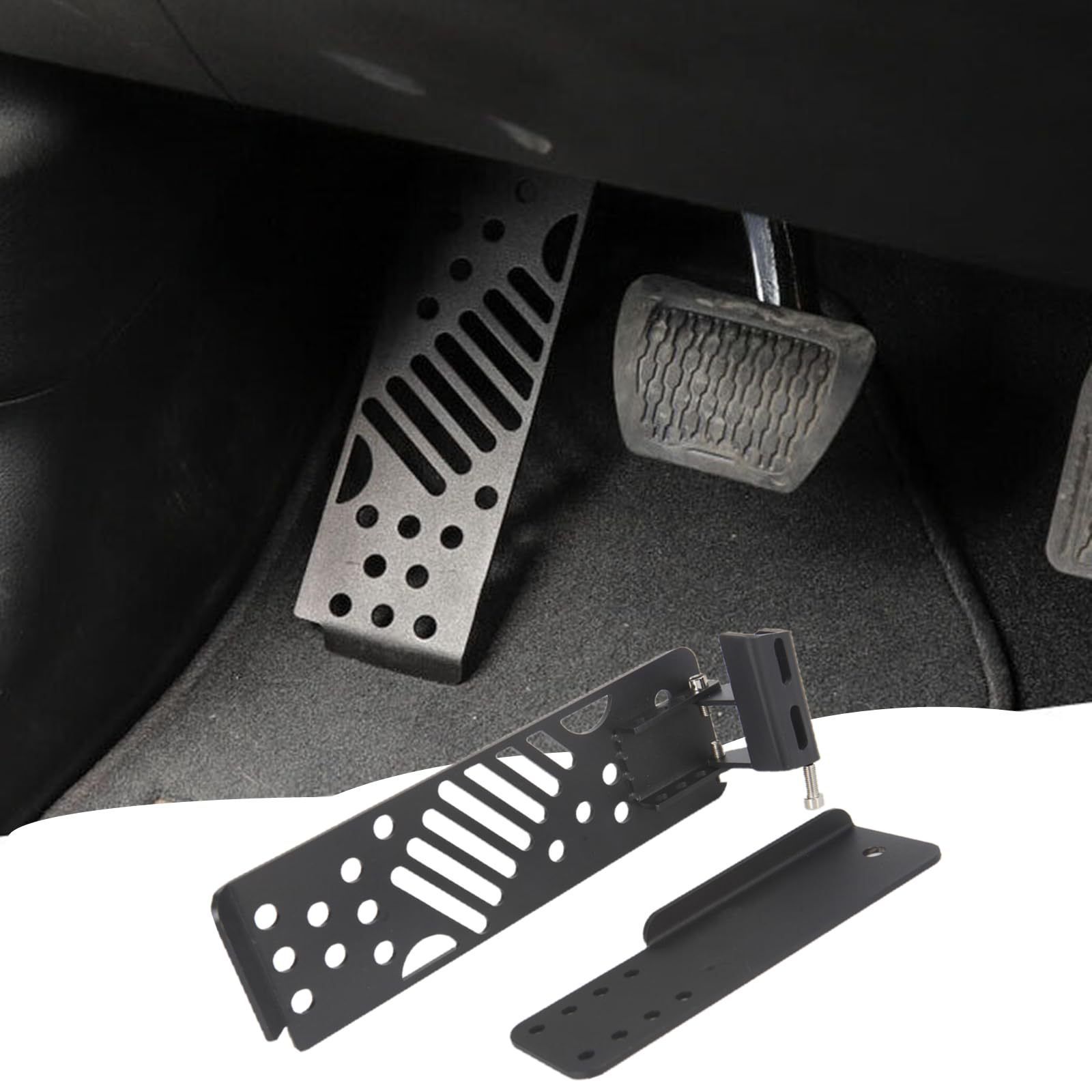 ジープ Jeep ラングラー Wrangler JL 2018-2023年 左足用 フットレスト固定プレート ブラック 鉄製 運転席足元部品 内装アクセント