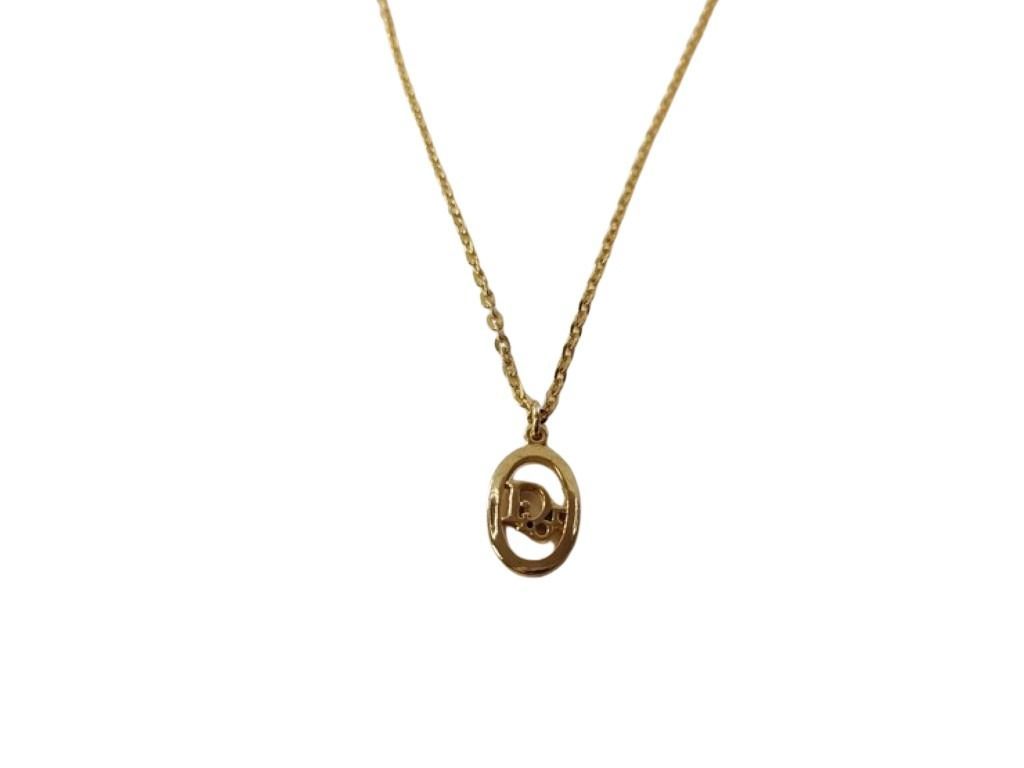 Christian Dior クリスチャンディオール ネックレス ロゴ ゴールド系 メタル レディース 美品