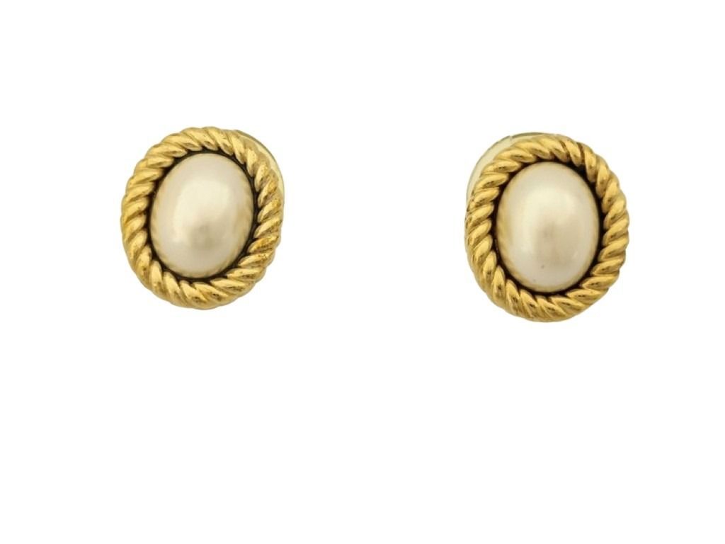 Dior ディオール ピアス ゴールド系 メタル フェイクパール レディース オーバル