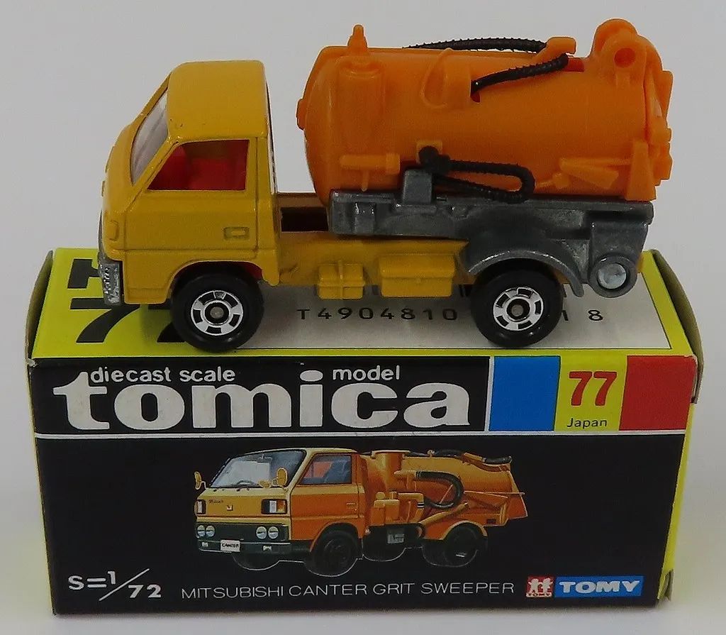 【中古】トミカ 1/72 三菱 キャンター グリット スイーパ(イエロー×オレンジ/黒箱/日本製) 「トミカ No.77」 輸出仕様