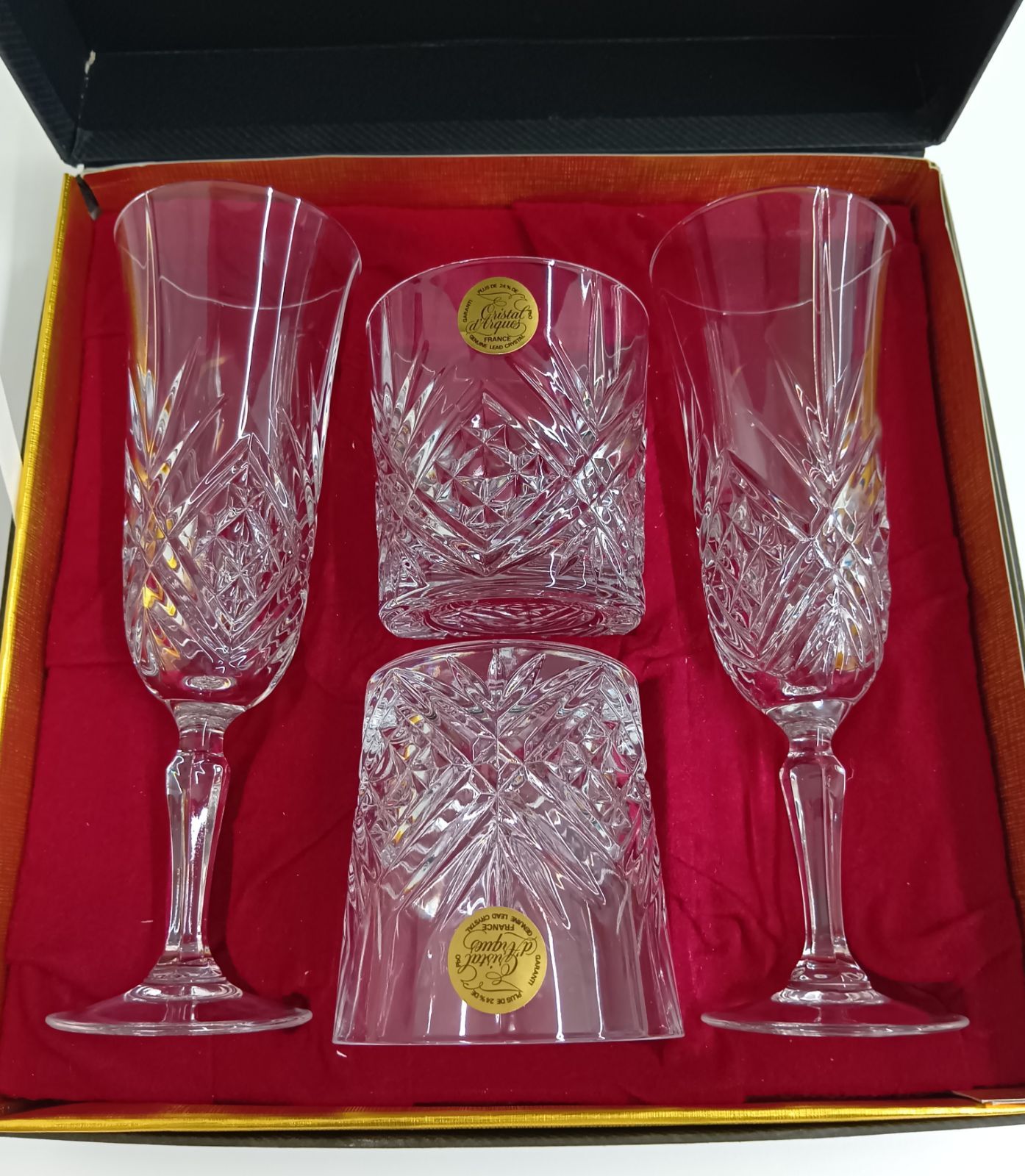 クリスタルグラス7セット 未使用】クリスタルダルク AZABU TATSUMI ペアグラス 4点セット 箱付