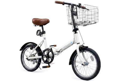 ★新品★自転車 折りたたみ自転車 16 インチ 軽量 着脱可能カゴ ミニベロ 折りたたみハンドル フロントライト ワイヤーロック錠 プレゼント [EB-16] 2b9b459f