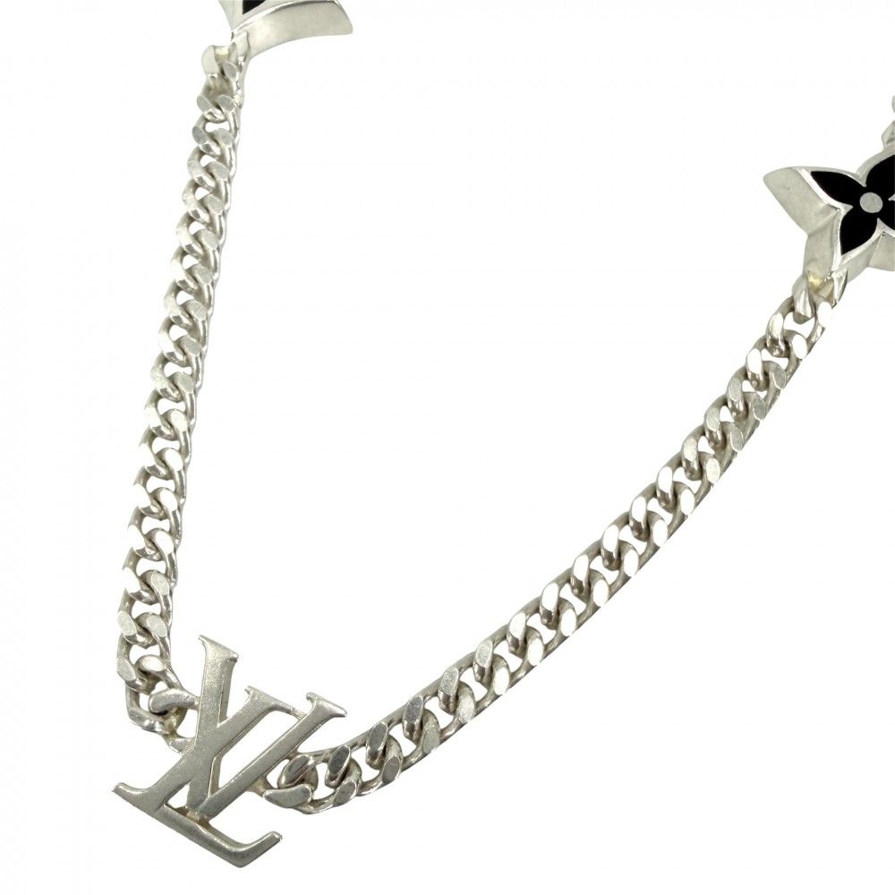 ルイヴィトン ネックレス ユニセックス LV スパイクチャーム アクセサリー アジャスター付き メンズ レディース LOUIS VUITTON シルバー925 M01717 約24.2g【中古品】
