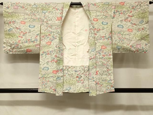平和屋着物＃羽織　草花文　暈し染め　金彩　正絹　逸品　未使用　CABG8239in
