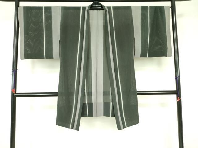 平和屋着物▽長羽織　スリーシーズン　春夏秋　塵除け　間道　正絹　逸品　DABF3556op