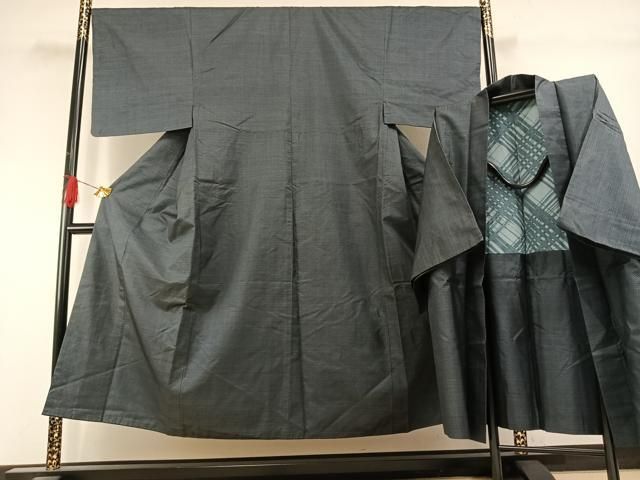 平和屋着物●男性　本場大島紬　アンサンブル　格子　正絹　逸品　AABI9301fy