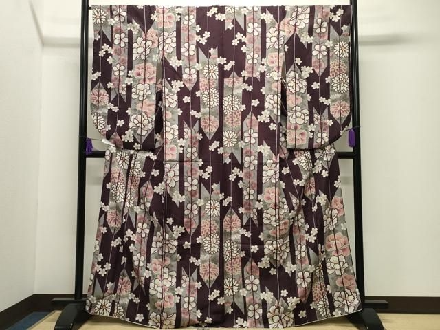 平和屋着物●小振袖　二尺袖　矢羽根花文　金彩　洗える着物　CABI0634gh
