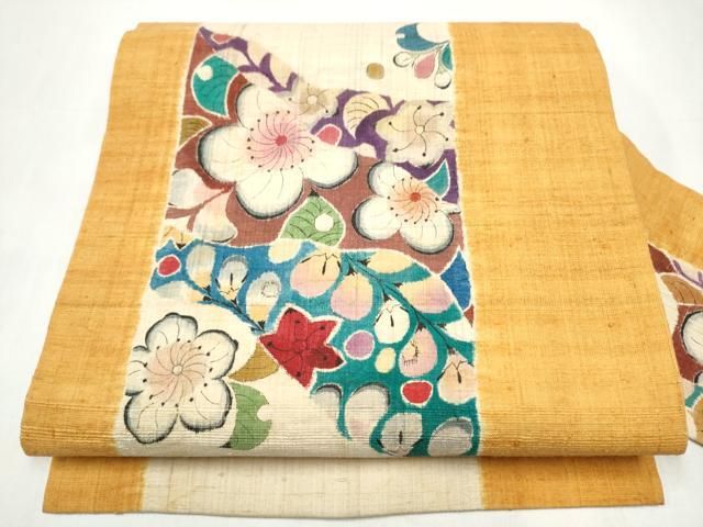 平和屋着物●九寸名古屋帯　紬地　絞り　辻が花　正絹　逸品　CABJ8669hy