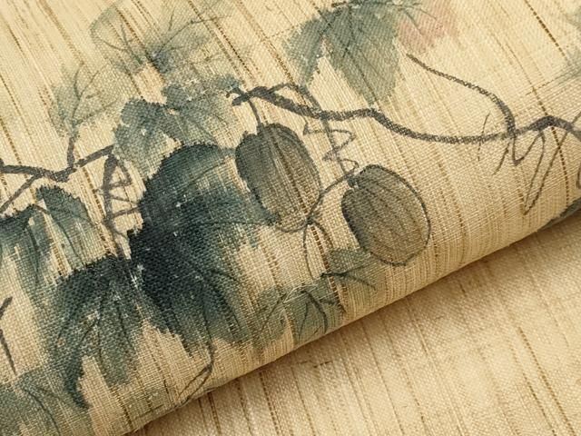 平和屋着物＊夏物 九寸名古屋帯 作家物 手描き 鬼灯 ほおずき 麻 逸品
