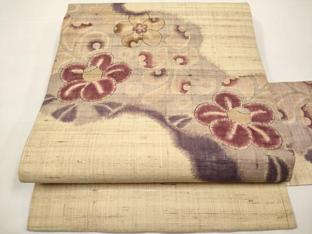 平和屋着物＊夏物　九寸名古屋帯　辻が花　手描き　生紬　正絹　逸品　CABK1603tx