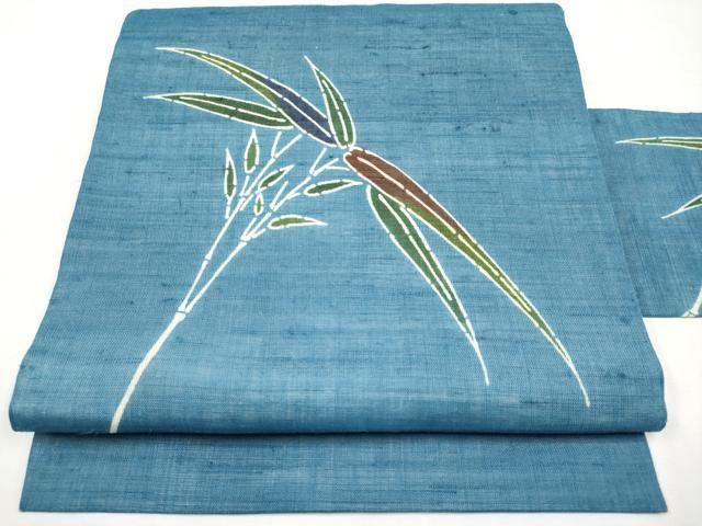 平和屋着物＊夏物　九寸名古屋帯　型染め　笹竹文　麻　逸品　CABK1605tx 25,844円