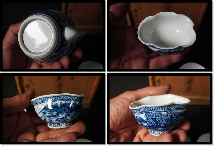 煎茶道具 染め付け 茶器 湯呑 山水画 平安 徳泉造 京焼 共箱 - メルカリ