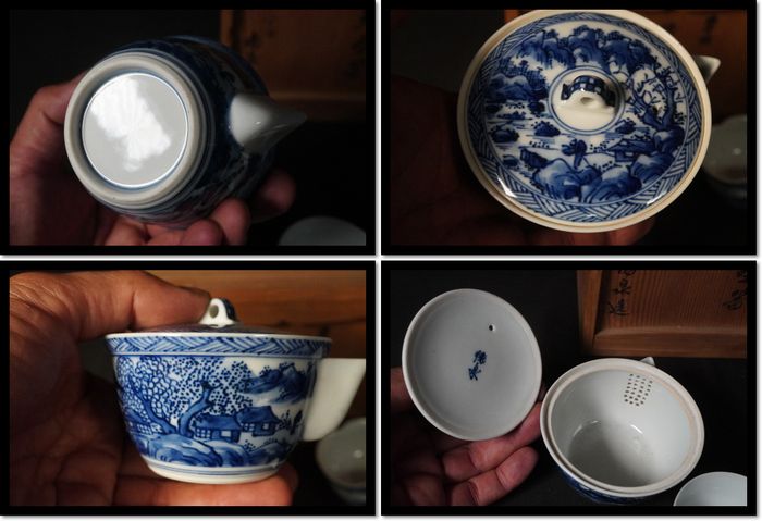 煎茶道具 染め付け 茶器 湯呑 山水画 平安 徳泉造 京焼 共箱 - メルカリ