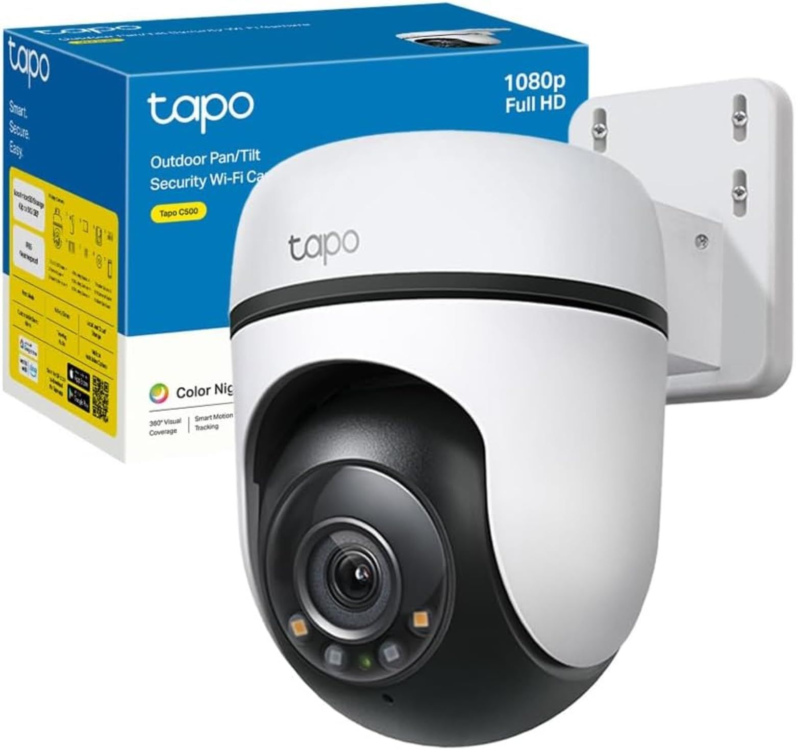 TP-Link WiFi ネットワークカメラ みまもりカメラ 屋外カメラ 防犯カメラ パン/チルト対応 スマホ アプリ 1080p FullHD IP65 防水 防塵 音声通話 1年 Tapo C500Ju