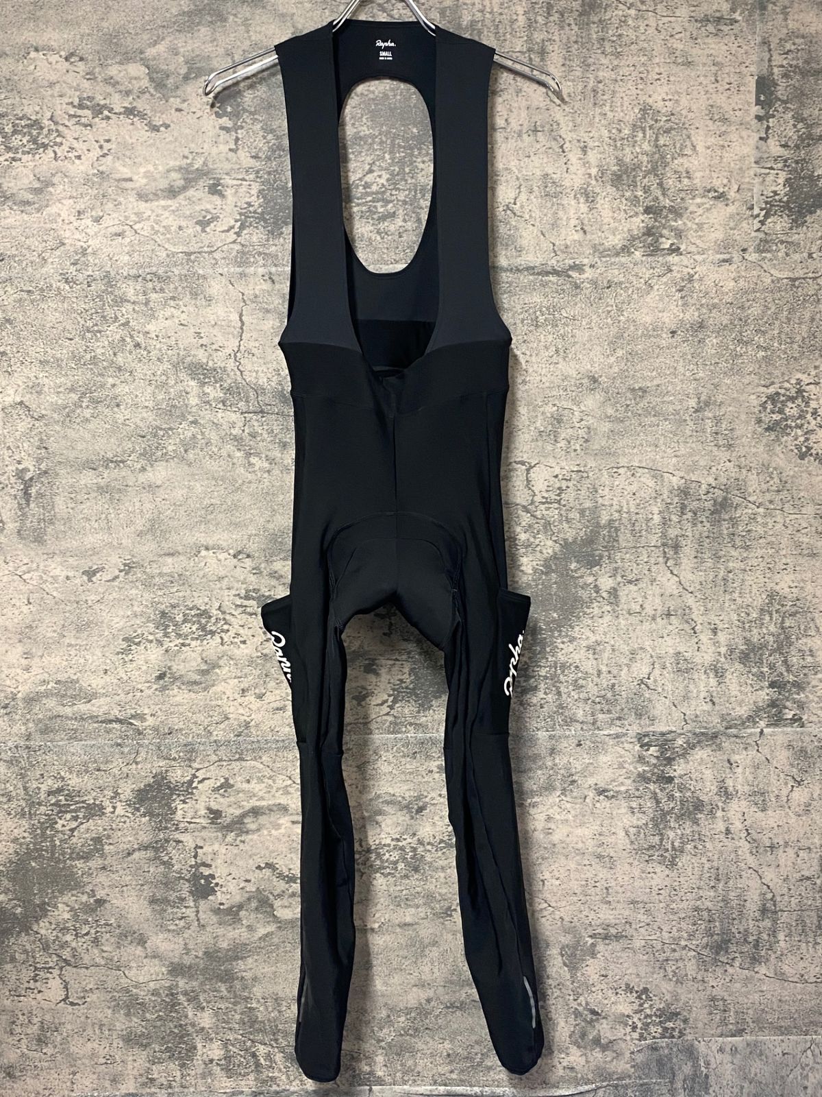 KF618 ラファ Rapha CORE CARGO WINTER TIGHTS WITH PAD ビブタイツ 黒 S 裏起毛 ※汚れあり