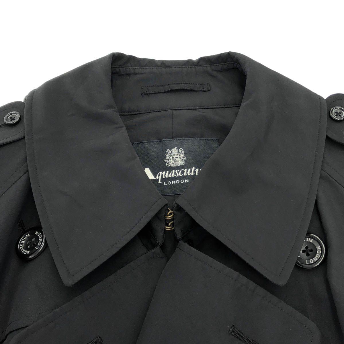 Aquascutum アクアスキュータム トレンチコート ブラック 42 - メルカリ