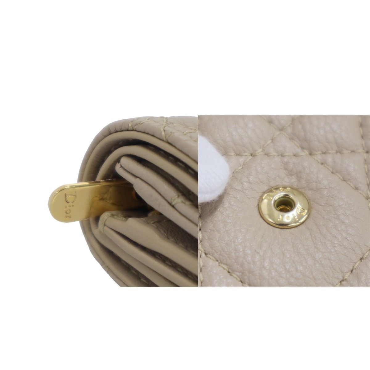Christian Dior クリスチャンディオール Dior Caro Veronia カロ カナージュ キルティングコンパクトウォレット ベージュ
