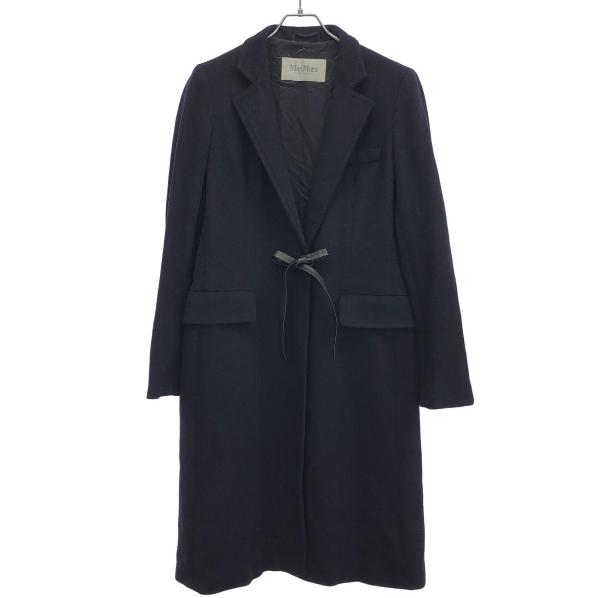MaxMara マックスマーラ アルパカウールレザーコードチェスターコート