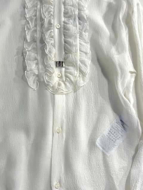 種類5：42/ブラック 【定価213,400円(税込)】DSQUARED2 ディースクエアード 軽やかで透け感ある生地感が大人の色香漂わせる シースルーフリルシャツ フリルデザイン シルク シアーブラウス ロングスリーブトップス 長袖 絹 透け S75DL08