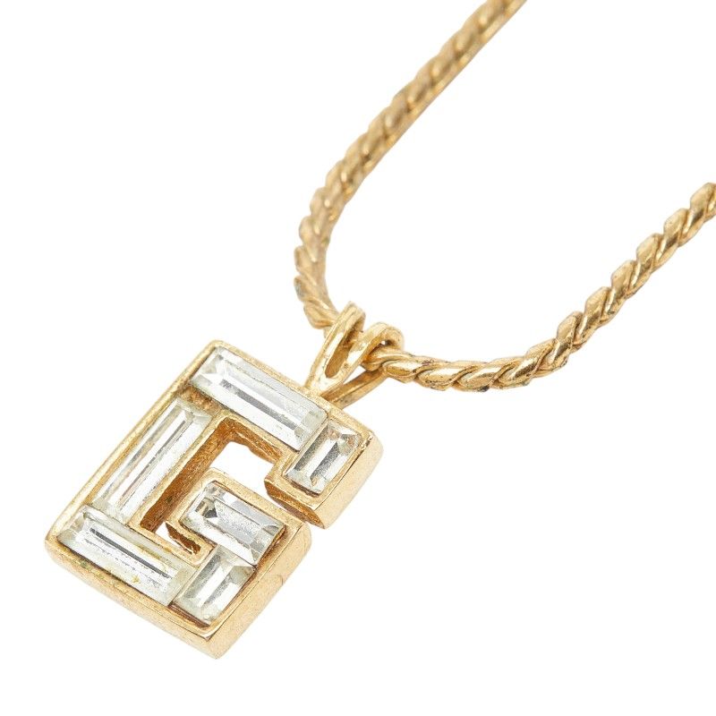 ジバンシー Gロゴ ペンダント ネックレス ゴールド メッキ ラインストーン レディース Givenchy【1-0280342】