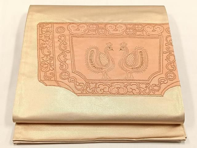 レディース CX05太鼓柄袋帯 中国三大刺繡 細密相良繡 金地 牡丹文様 金 