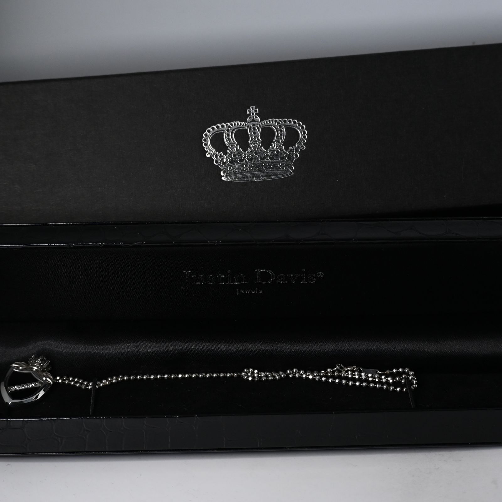 研磨済】 JUSTIN DAVIS CROWN SHIELD ペンダント チェーン 箱付き