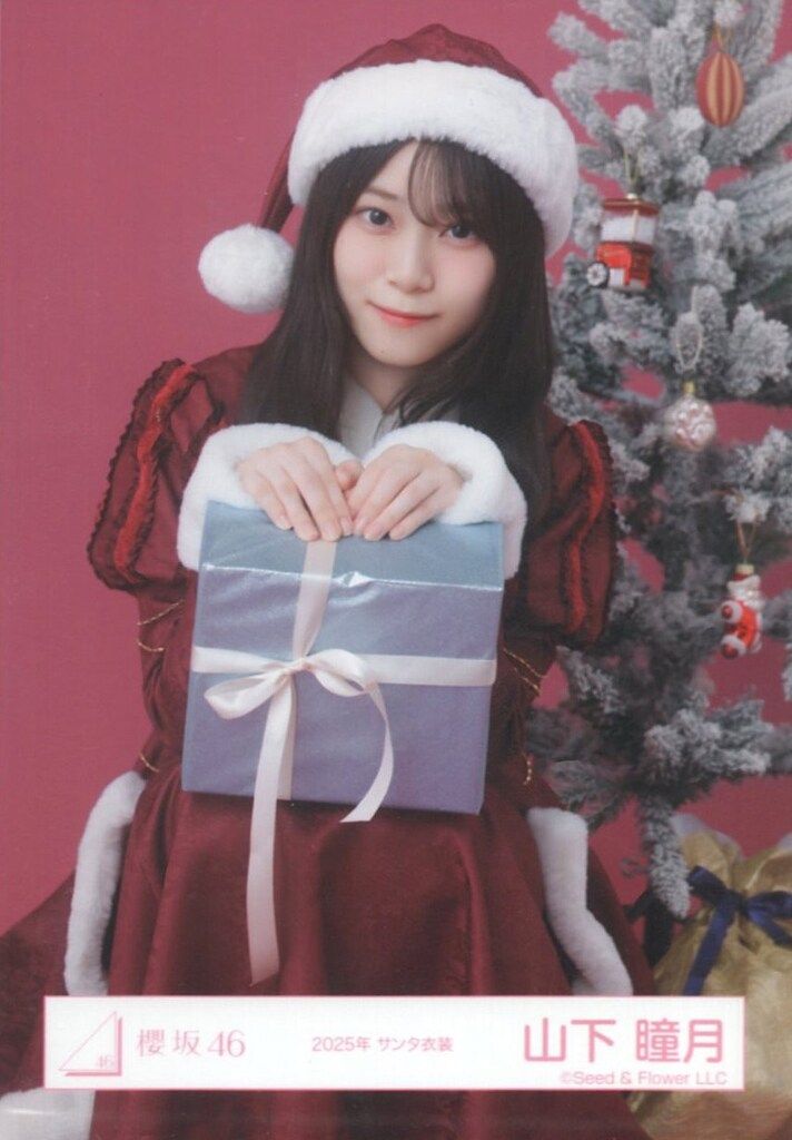 梅*し様 櫻坂46 山下瞳月　2025年サンタ衣装　ヒキ　直筆サイン入り生写真 櫻坂46 13th Single BACKS LIVE!! 山下瞳月 2025年 サンタ衣装 チュウ