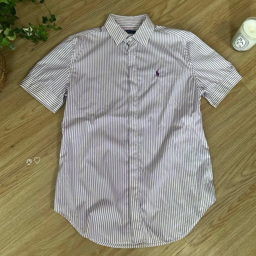 ラルフローレン　国内正規品　近年モデル　ポニー刺繍　ストライプ　半袖シャツ RALPH LAUREN ラルフローレン ポニー刺繍ストライプ半袖シャツ4（M