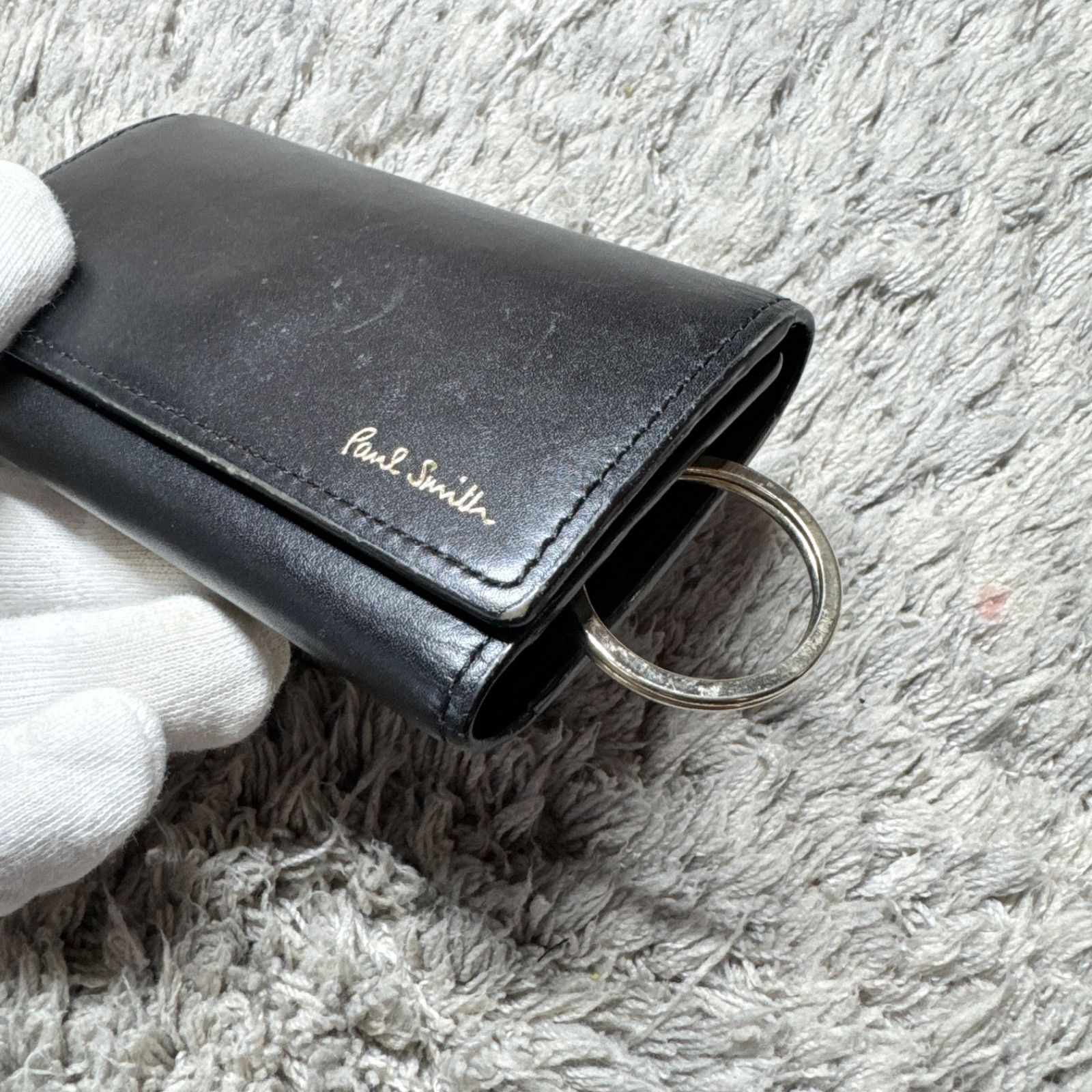 Paul Smith ポールスミス キーケース 4連 レザー ブラック ストライプ