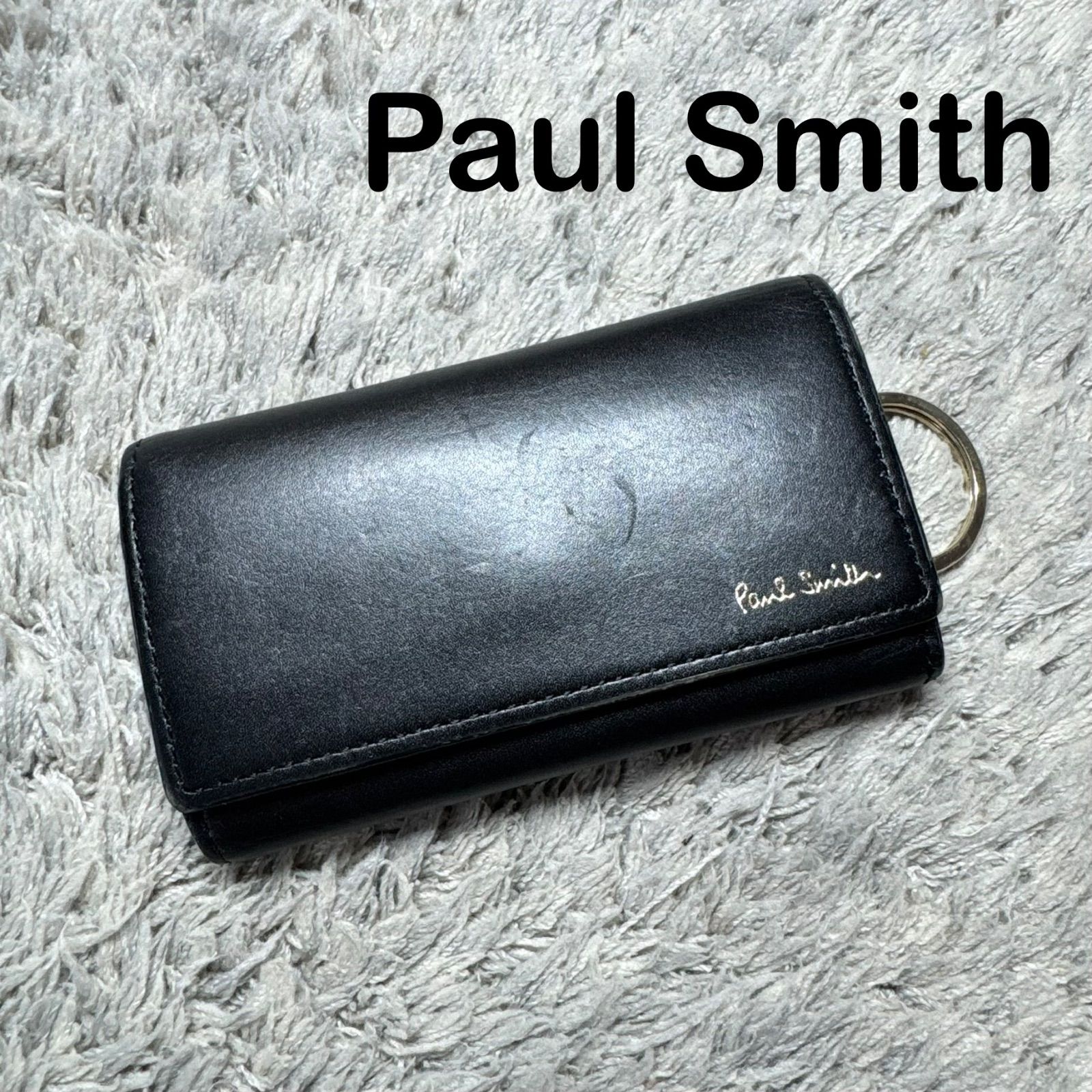 Paul Smith ブラック レザー キーケース Paul Smith ポールスミス キーケース 4連 レザー ブラック ストライプ