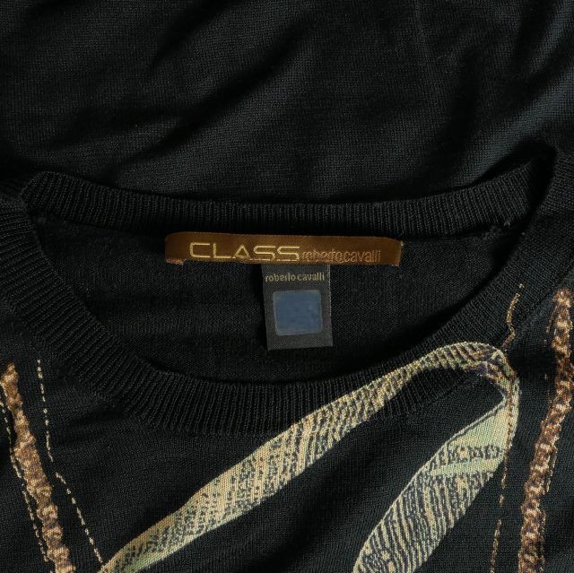 ジャストカヴァリ JUST cavalli トロンプルイユ シルク クルーネック