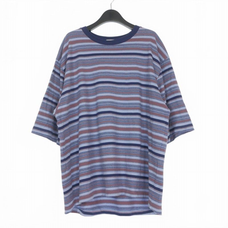 ポリプロイド POLYPLOID 25SS T SHIRT B オーバーサイズ ボーダーTシャツ カットソー 半袖 3 ネイビー/パープル B-7-003-013