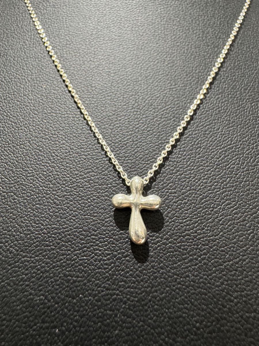 【美品・希少ミニサイズ】TIFFANY&Co. ティファニー エルサペレッティ ミニクロスネックレス SV925/約2.3g 約41㎝　S1407