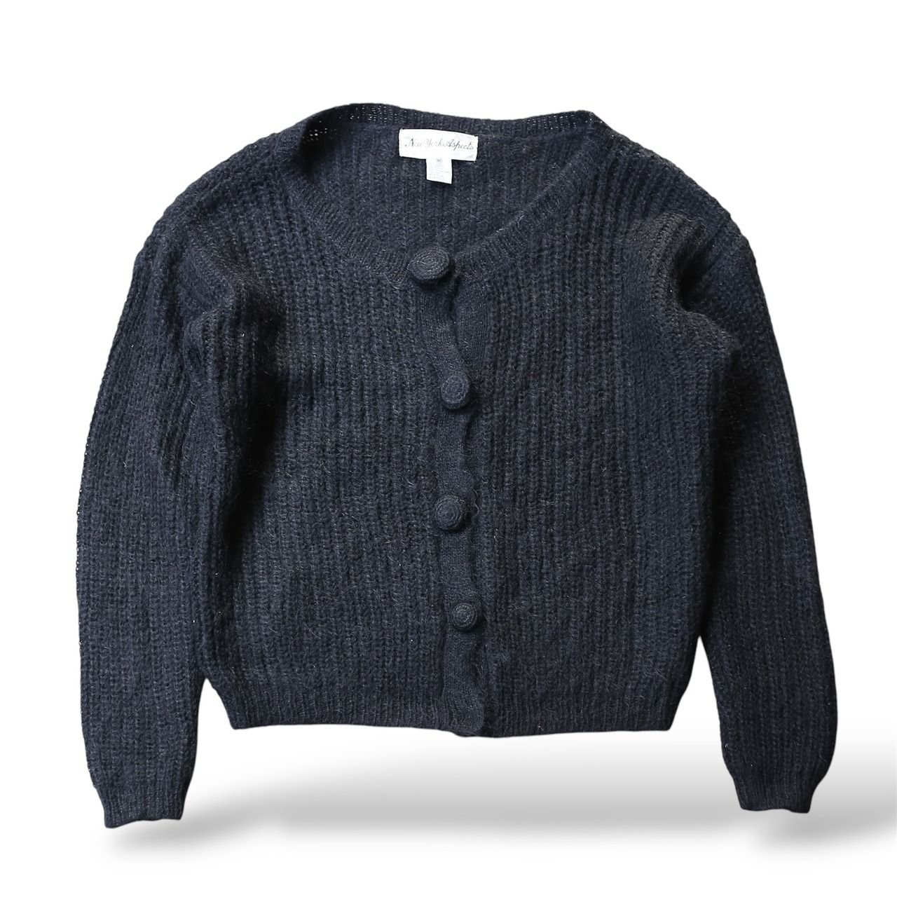 1990's VINTAGE BLACK COLOR BUTTON DESIGN MOHAIR KNIT CARDIGAN / 90年代 モヘア ニット カーディガン ビンテージ 8,470円