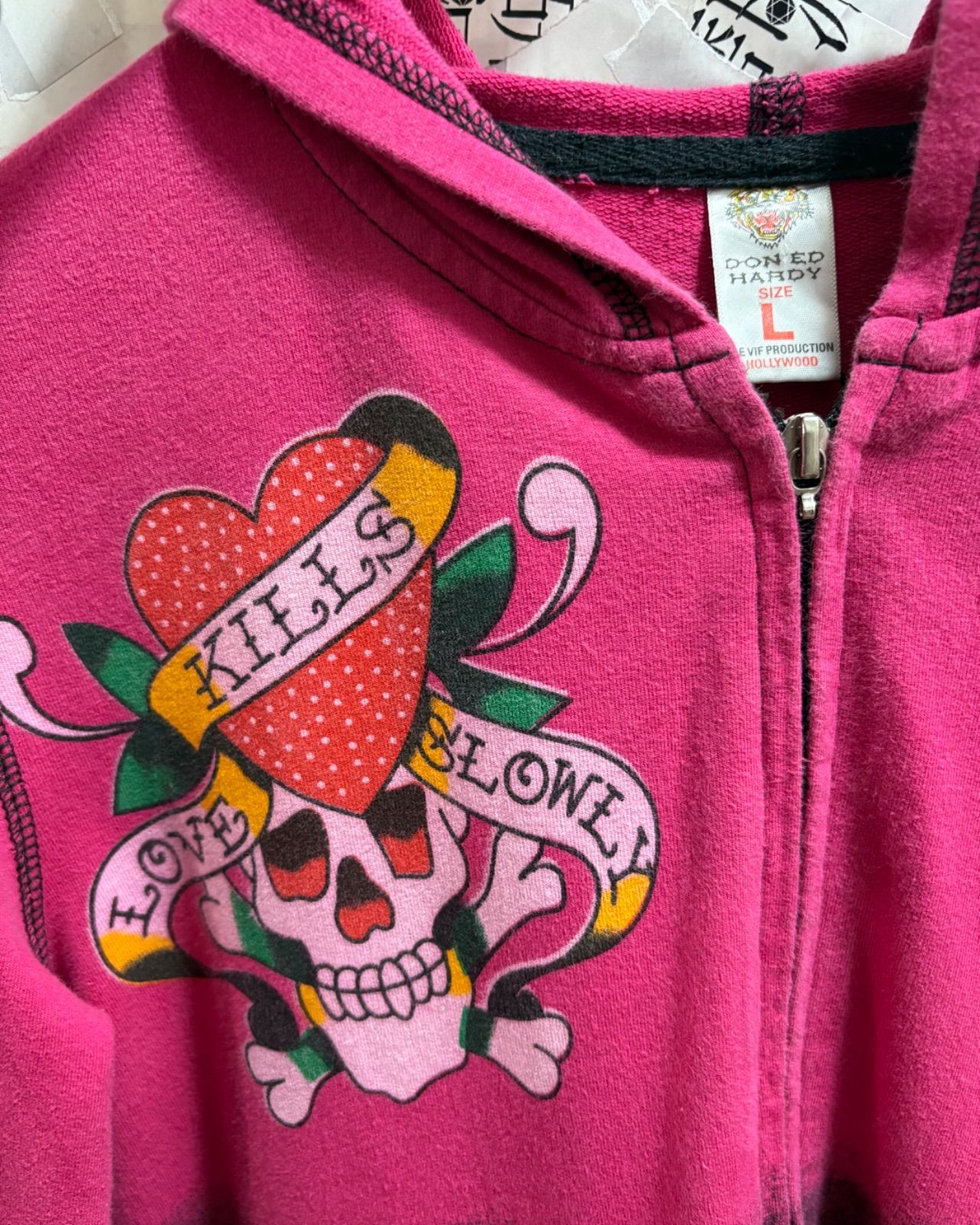 ed hardy hoodie エドハーディ ジップアップパーカー スカル ライン