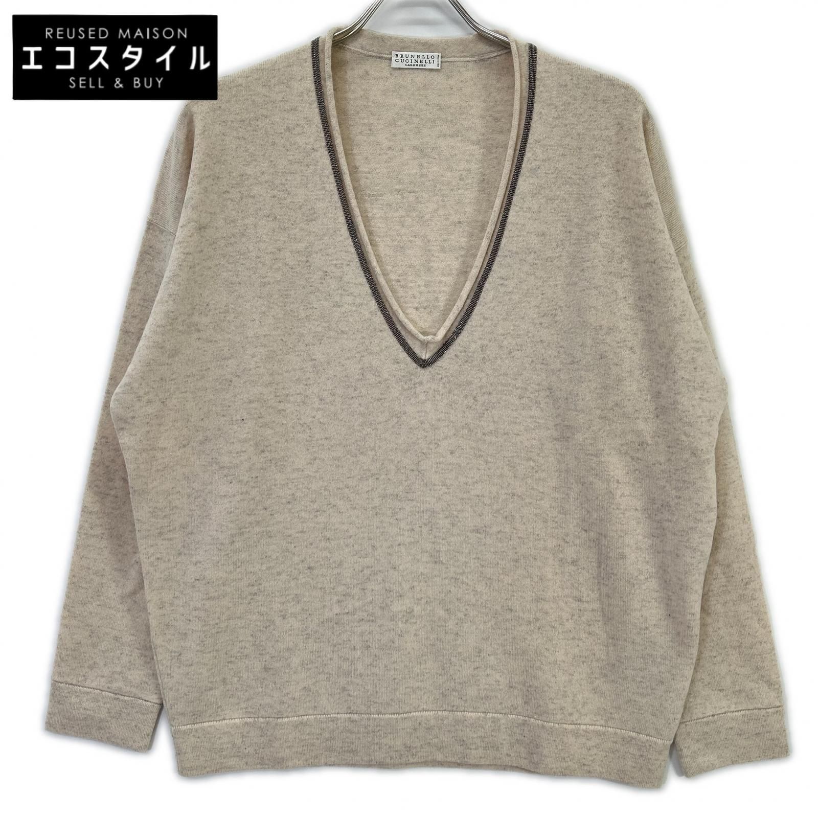 BRUNELLO CUCINELLI ブルネロクチネリ モニーレ装飾 Vネック カシミヤ