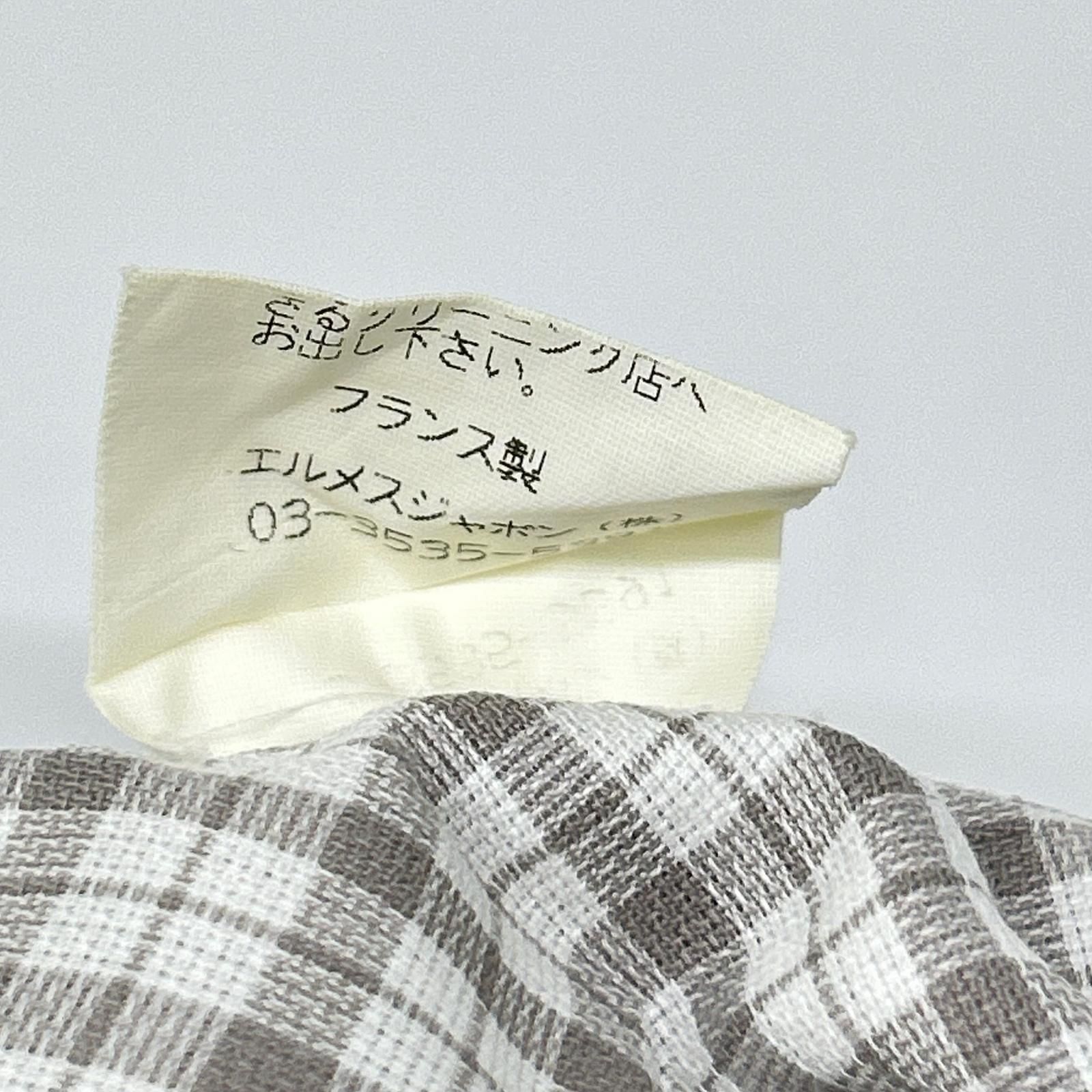 HERMES エルメス 長袖シャツ セリエボタン グレー チェック 42-16 1/2
