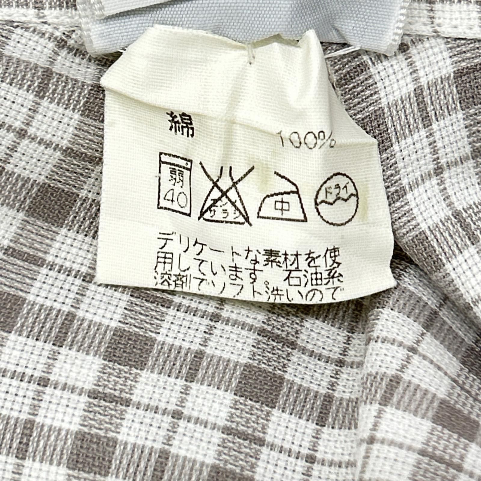 HERMES エルメス 長袖シャツ セリエボタン グレー チェック 42-16 1/2