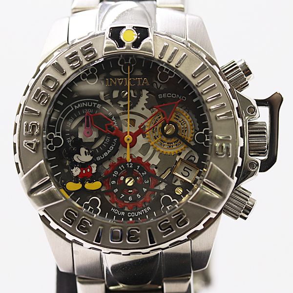 美品 保/箱付 稼働 Invicta ディズニー限定 24506 QZ 裏スケ/ミッキー