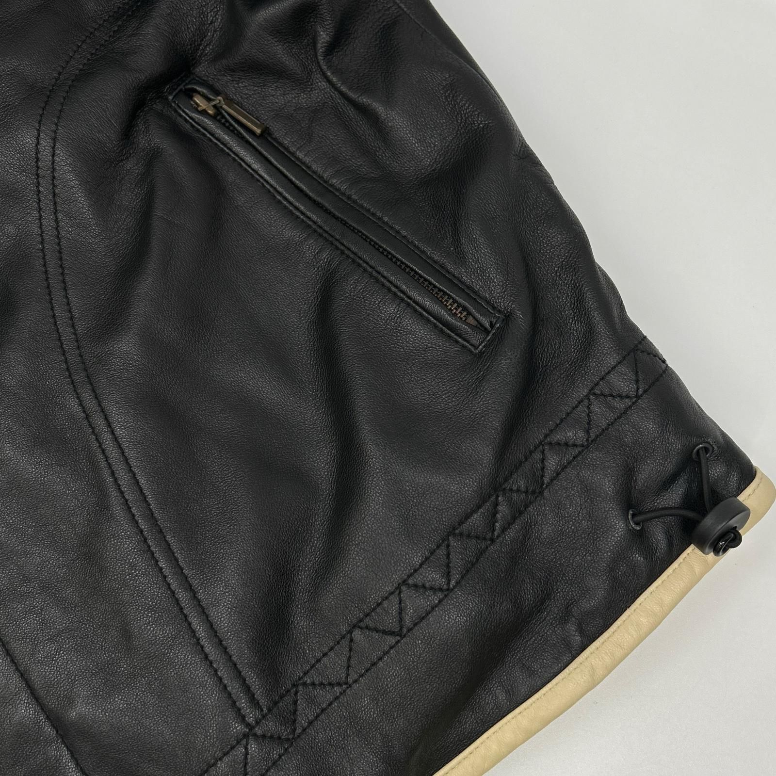 SINACOVA シナコバ 7853260 ブラック ラムレザー ジップ ジャケット L